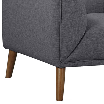 Armen Living - Hudson Mid-Century Button-Tufted Chair in Dark Gray Linen and Walnut Legs - LCHU1DG veiw 5