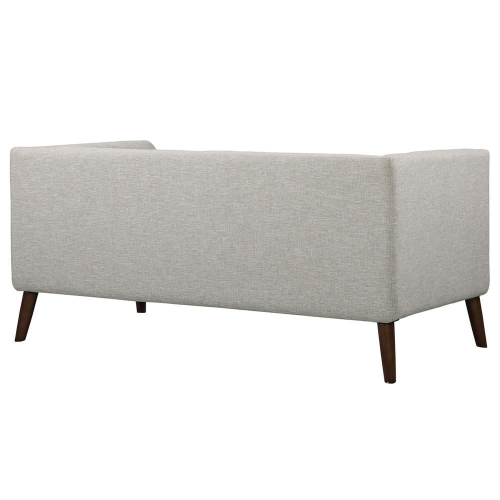 Armen Living - Hudson Mid-Century Button-Tufted Loveseat in Beige Linen and Walnut Legs - LCHU2BE veiw 3