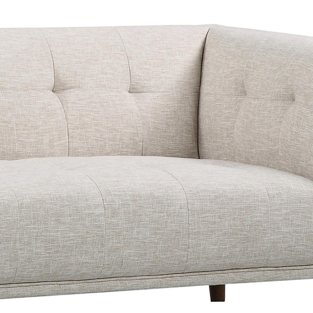 Armen Living - Hudson Mid-Century Button-Tufted Loveseat in Beige Linen and Walnut Legs - LCHU2BE veiw 4