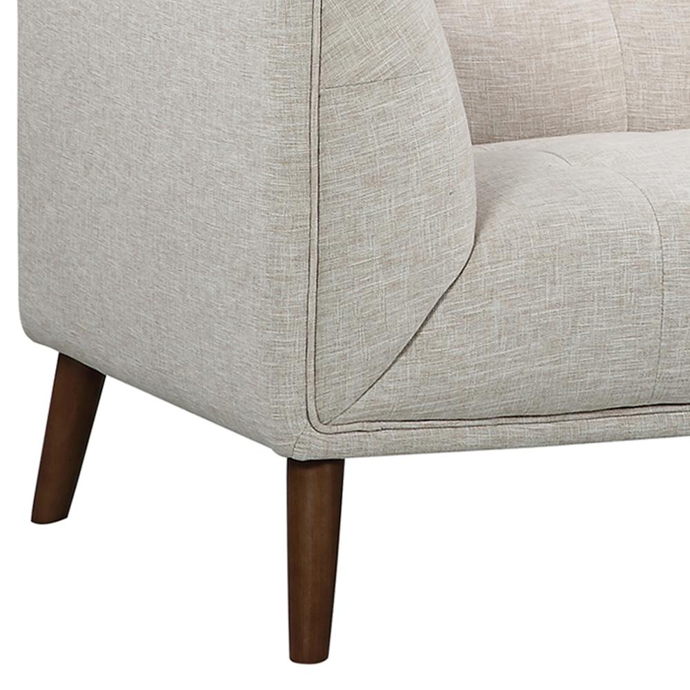 Armen Living - Hudson Mid-Century Button-Tufted Loveseat in Beige Linen and Walnut Legs - LCHU2BE veiw 5