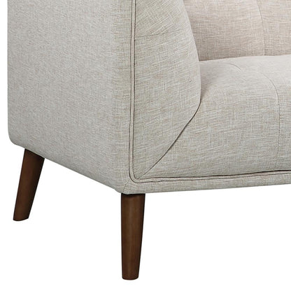 Armen Living - Hudson Mid-Century Button-Tufted Loveseat in Beige Linen and Walnut Legs - LCHU2BE veiw 5