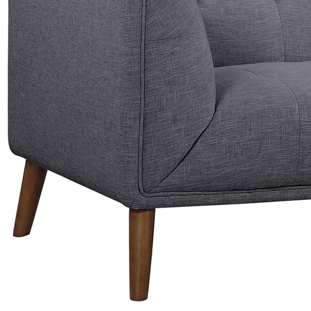 Armen Living - Hudson Mid-Century Button-Tufted Loveseat in Dark Gray Linen and Walnut Legs - LCHU2DG veiw 5