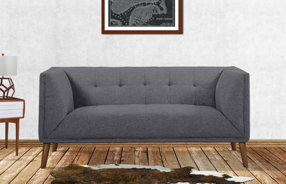 Armen Living - Hudson Mid-Century Button-Tufted Loveseat in Dark Gray Linen and Walnut Legs - LCHU2DG veiw 6