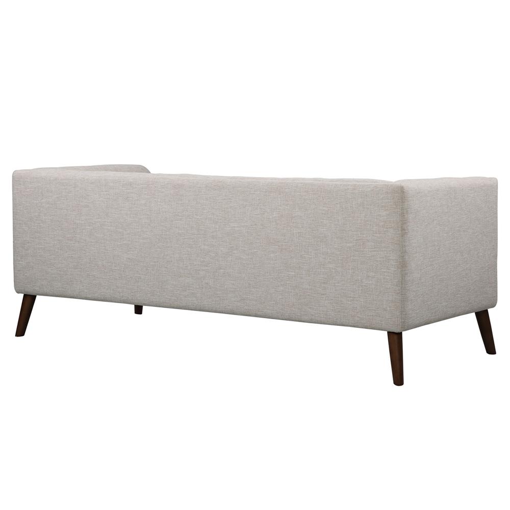 Armen Living - Hudson Mid-Century Button-Tufted Sofa in Beige Linen and Walnut Legs - LCHU3BE veiw 3