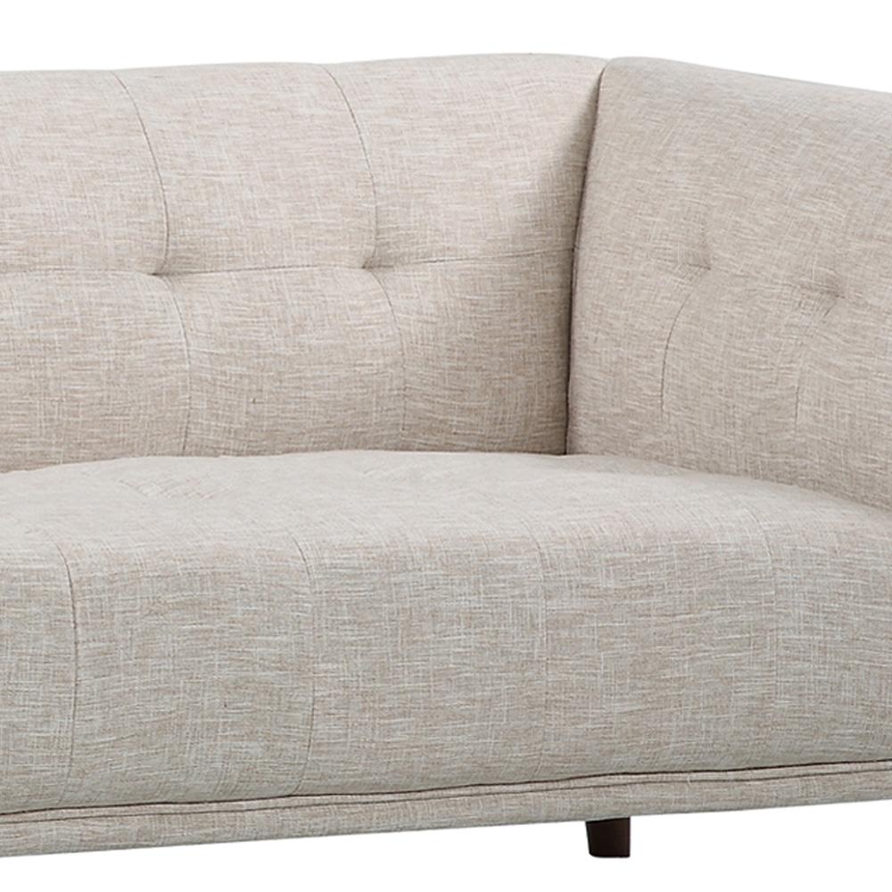 Armen Living - Hudson Mid-Century Button-Tufted Sofa in Beige Linen and Walnut Legs - LCHU3BE veiw 4