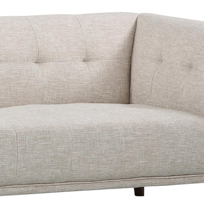 Armen Living - Hudson Mid-Century Button-Tufted Sofa in Beige Linen and Walnut Legs - LCHU3BE veiw 4