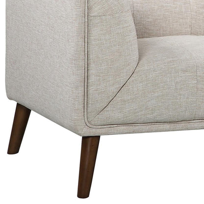 Armen Living - Hudson Mid-Century Button-Tufted Sofa in Beige Linen and Walnut Legs - LCHU3BE veiw 5