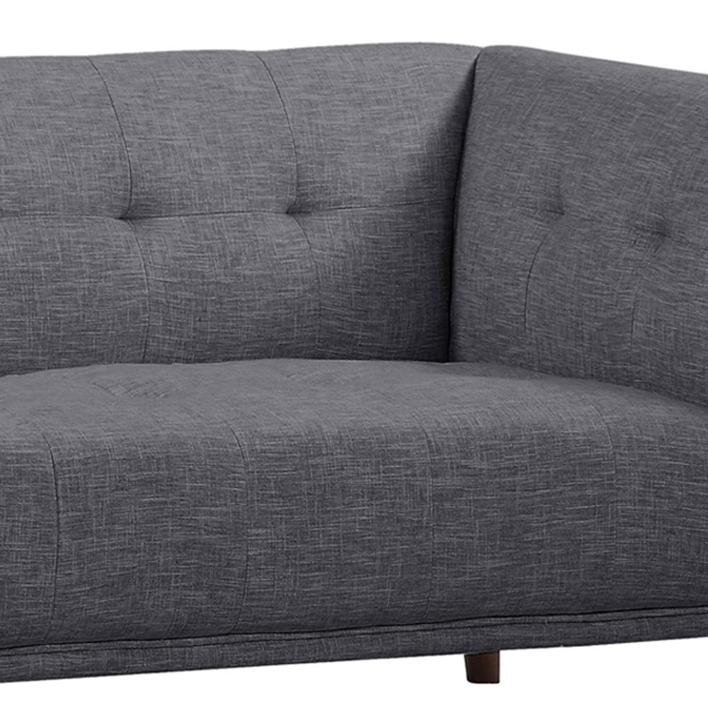 Armen Living - Hudson Mid-Century Button-Tufted Sofa in Dark Gray Linen and Walnut Legs - LCHU3DG veiw 4