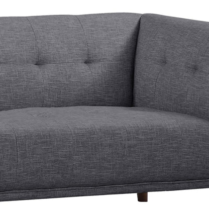 Armen Living - Hudson Mid-Century Button-Tufted Sofa in Dark Gray Linen and Walnut Legs - LCHU3DG veiw 4