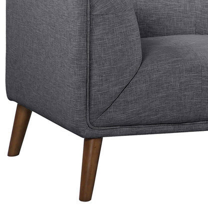 Armen Living - Hudson Mid-Century Button-Tufted Sofa in Dark Gray Linen and Walnut Legs - LCHU3DG veiw 5