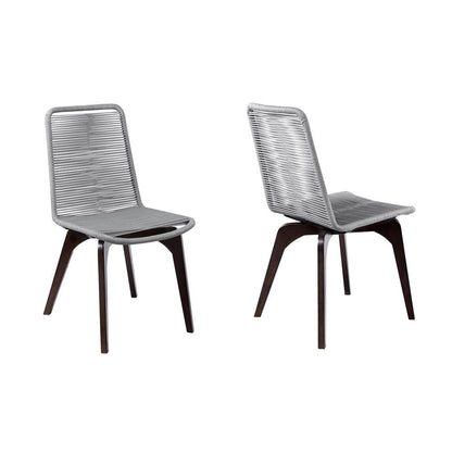 Armen Living - Island Outdoor Dark Eucalyptus Wood and Silver Rope Dining Chairs (Set of 2) - LCISSISL veiw 1