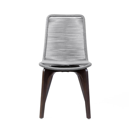 Armen Living - Island Outdoor Dark Eucalyptus Wood and Silver Rope Dining Chairs (Set of 2) - LCISSISL veiw 3
