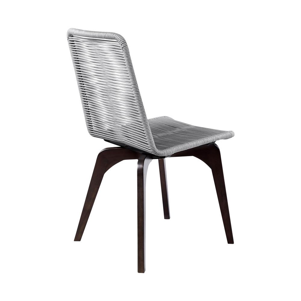Armen Living - Island Outdoor Dark Eucalyptus Wood and Silver Rope Dining Chairs (Set of 2) - LCISSISL veiw 4