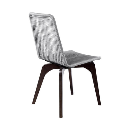 Armen Living - Island Outdoor Dark Eucalyptus Wood and Silver Rope Dining Chairs (Set of 2) - LCISSISL veiw 4