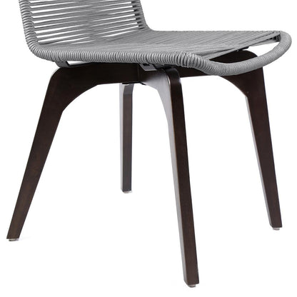 Armen Living - Island Outdoor Dark Eucalyptus Wood and Silver Rope Dining Chairs (Set of 2) - LCISSISL veiw 7