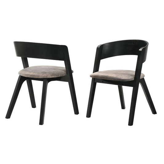 Armen Living - Jackie Mid-Century Upholstered Dining Chairs in Black finish (Set of 2) - LCJASIBRBL veiw 1
