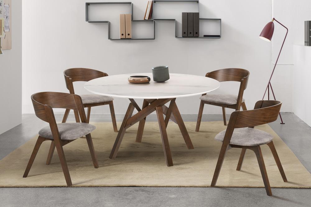 Armen Living - Jackie Mid-Century Upholstered Dining Chairs in Walnut finish (Set of 2) - LCJASIBRWA veiw 6