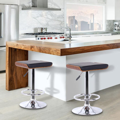 Armen Living - Java Barstool in Chrome finish with Walnut wood and Black Faux Leather - LCJABABLKWA veiw 4