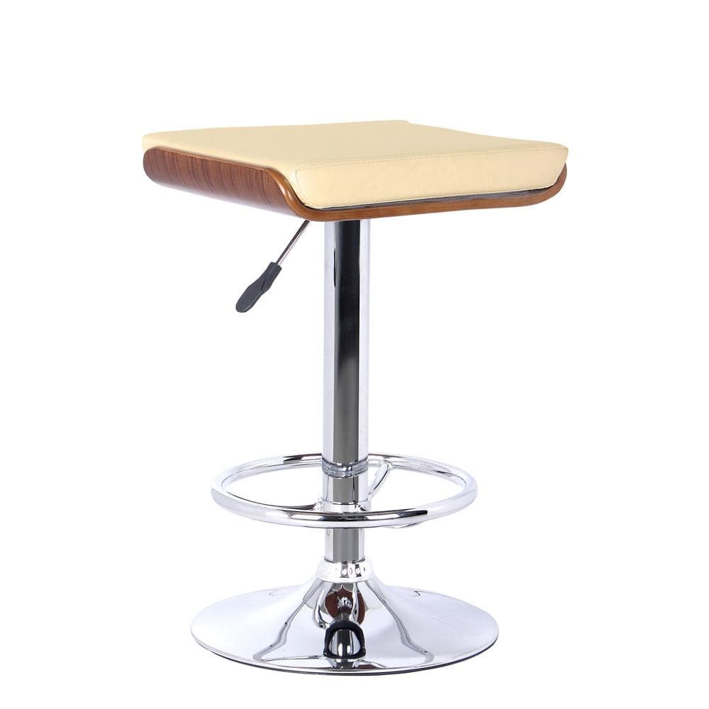 Armen Living - Java Barstool in Chrome finish with Walnut wood and Cream Faux Leather - LCJABACRWA veiw 1