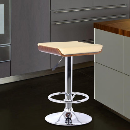 Armen Living - Java Barstool in Chrome finish with Walnut wood and Cream Faux Leather - LCJABACRWA veiw 4
