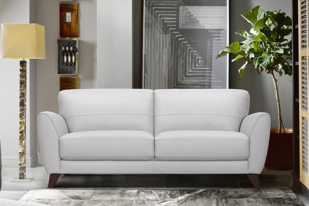 Armen Living - Jedd Contemporary Sofa in Genuine Dove Gray Leather with Brown Wood Legs - LCJD3DV veiw 8