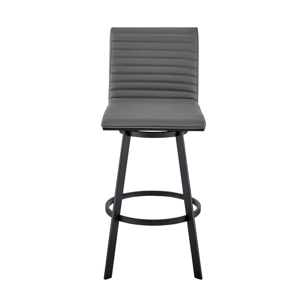 Armen Living - Jermaine 26in Counter Height Swivel Bar Stool in Matt Black Finish with Gray Faux Leather - 721535762002 veiw 2