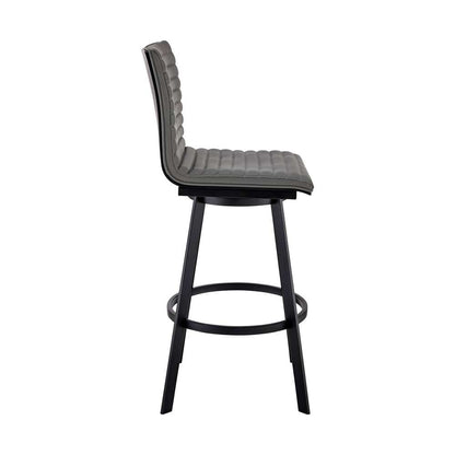Armen Living - Jermaine 26in Counter Height Swivel Bar Stool in Matt Black Finish with Gray Faux Leather - 721535762002 veiw 3