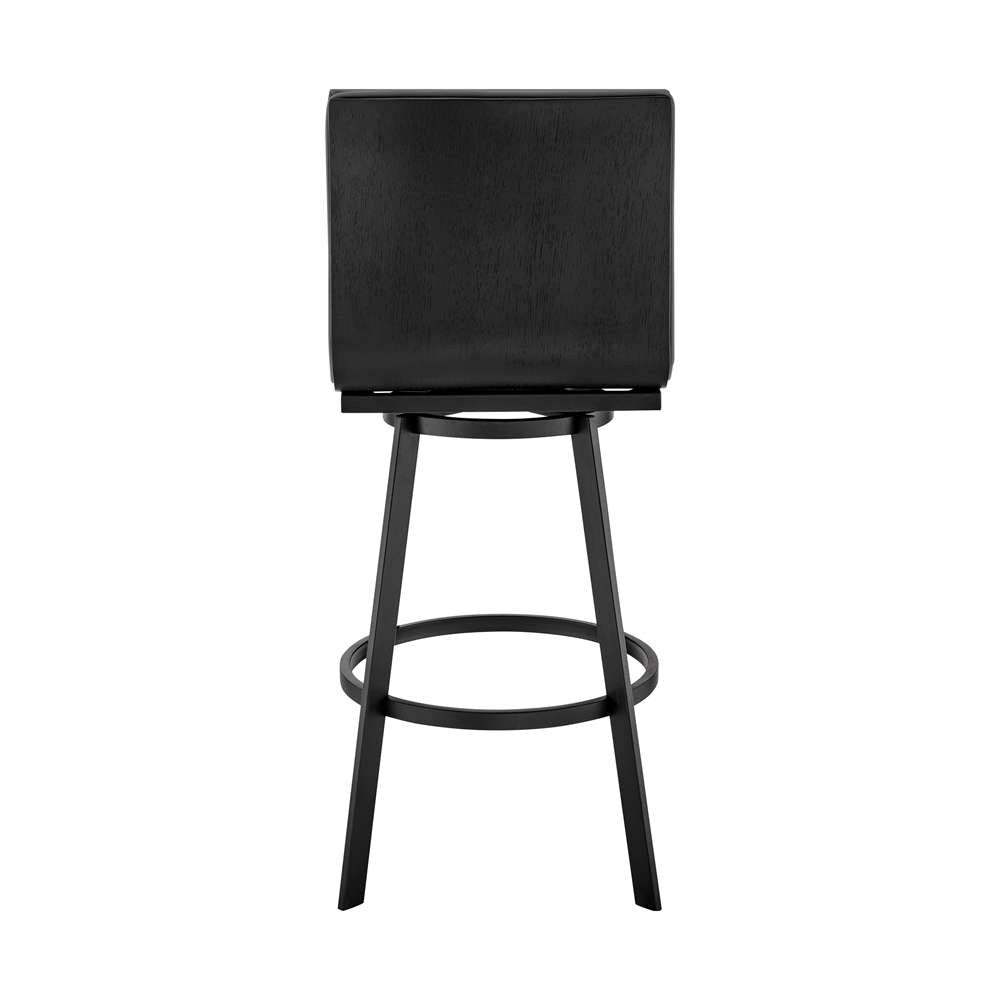 Armen Living - Jermaine 26in Counter Height Swivel Bar Stool in Matt Black Finish with Gray Faux Leather - 721535762002 veiw 5