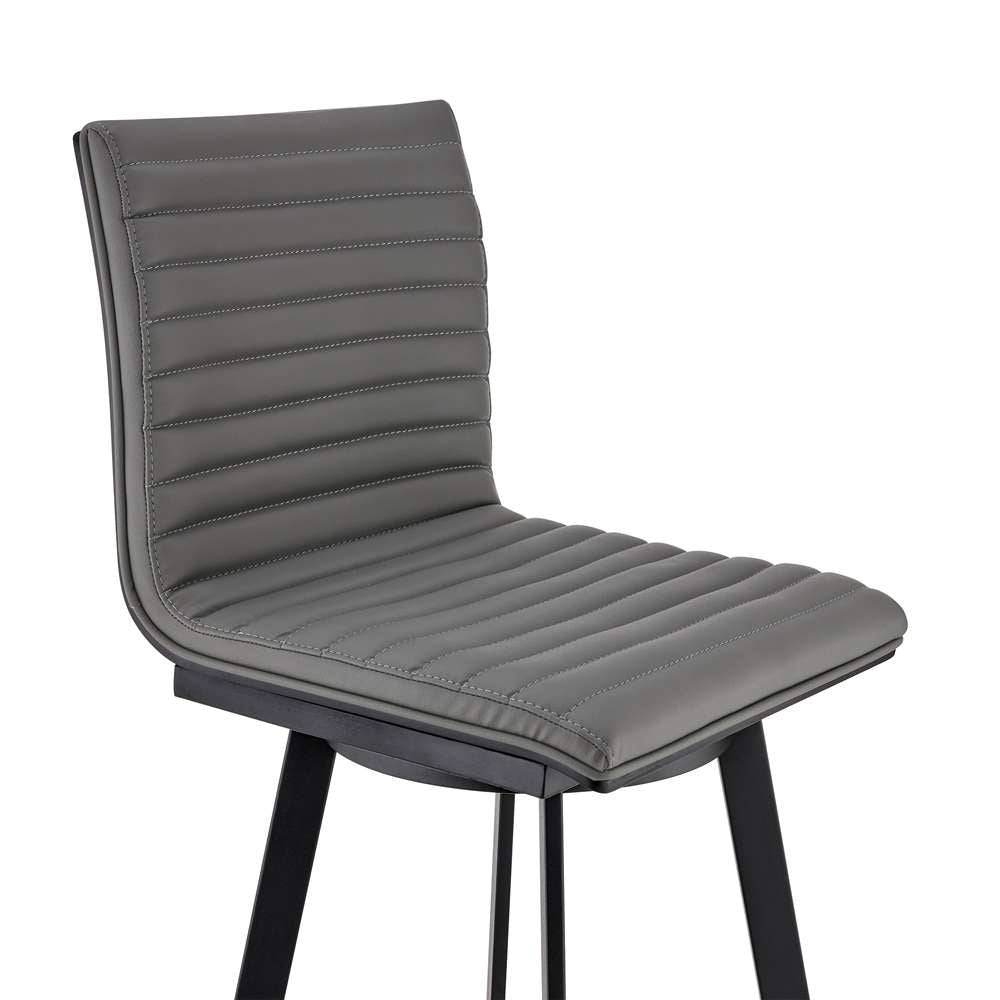 Armen Living - Jermaine 26in Counter Height Swivel Bar Stool in Matt Black Finish with Gray Faux Leather - 721535762002 veiw 6