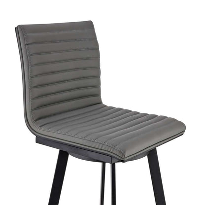 Armen Living - Jermaine 26in Counter Height Swivel Bar Stool in Matt Black Finish with Gray Faux Leather - 721535762002 veiw 6