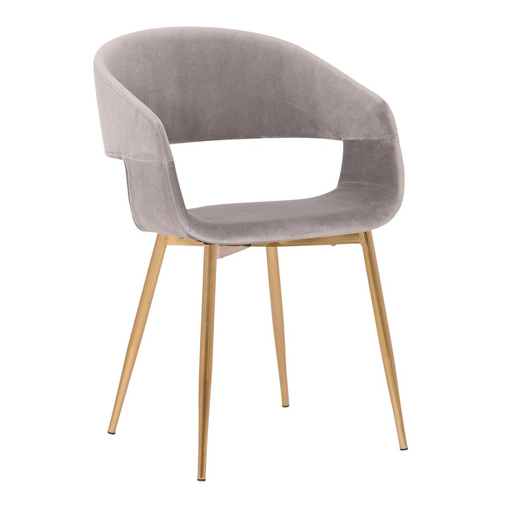 Armen Living - Jocelyn Mid-Century Gray Dining Accent Chair with Gold Metal Legs - LCJCCHGLDGR veiw 1