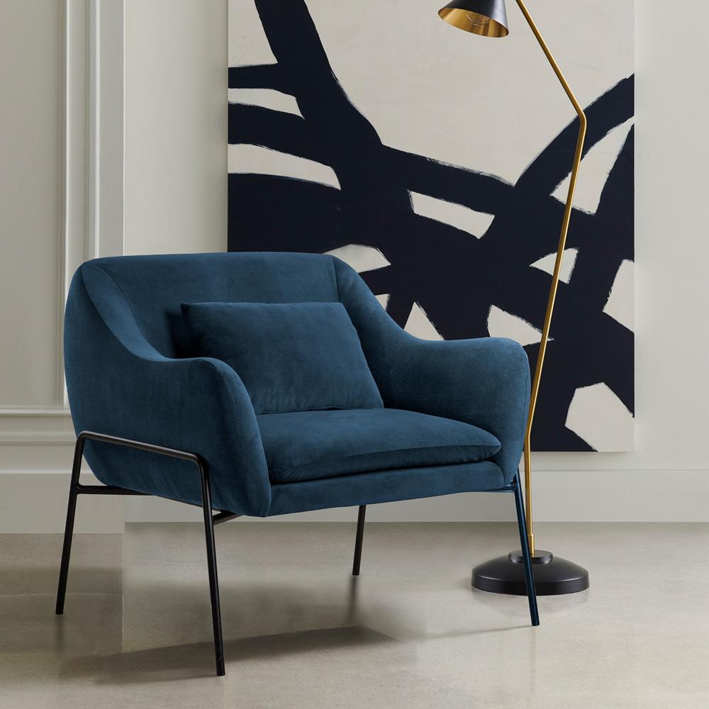 Armen Living - Karen Blue Velvet Modern Accent Chair - LCKRCHBLU veiw 7
