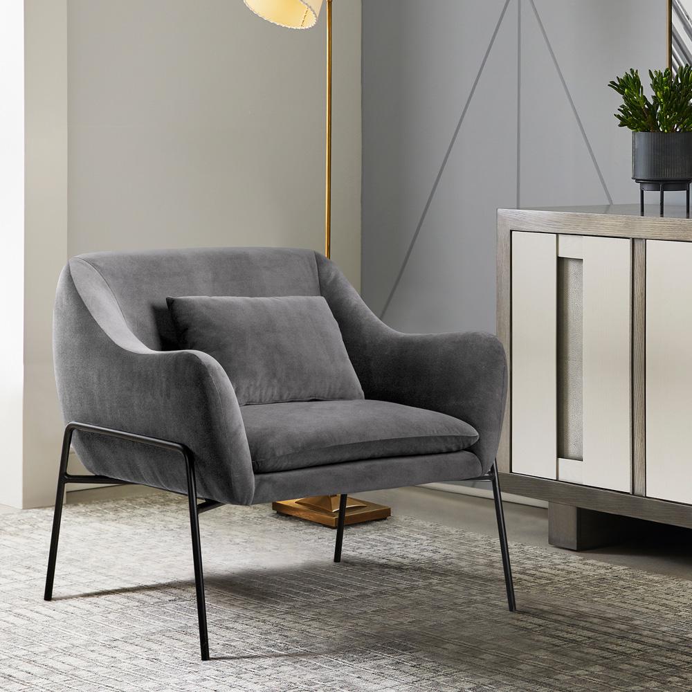Armen Living - Karen Gray Velvet Modern Accent Chair - LCKRCHGRY veiw 7