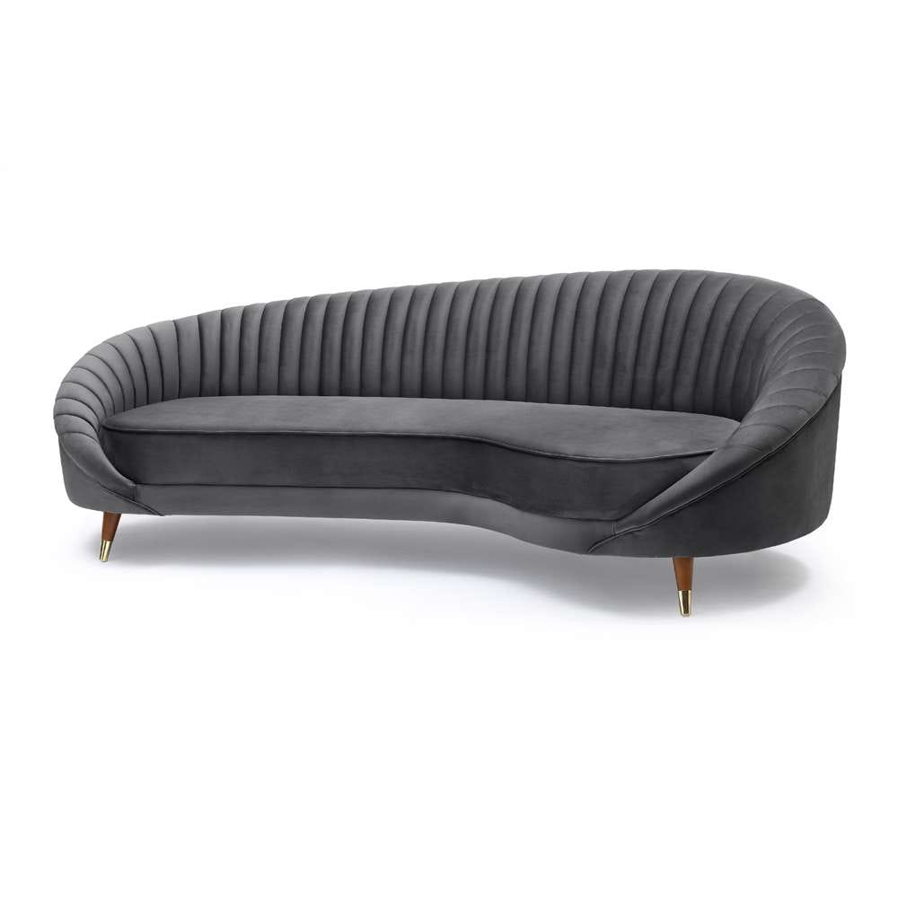Armen Living - Karisma Dark Gray Curved Velvet Sofa - LCKR3GREY veiw 2