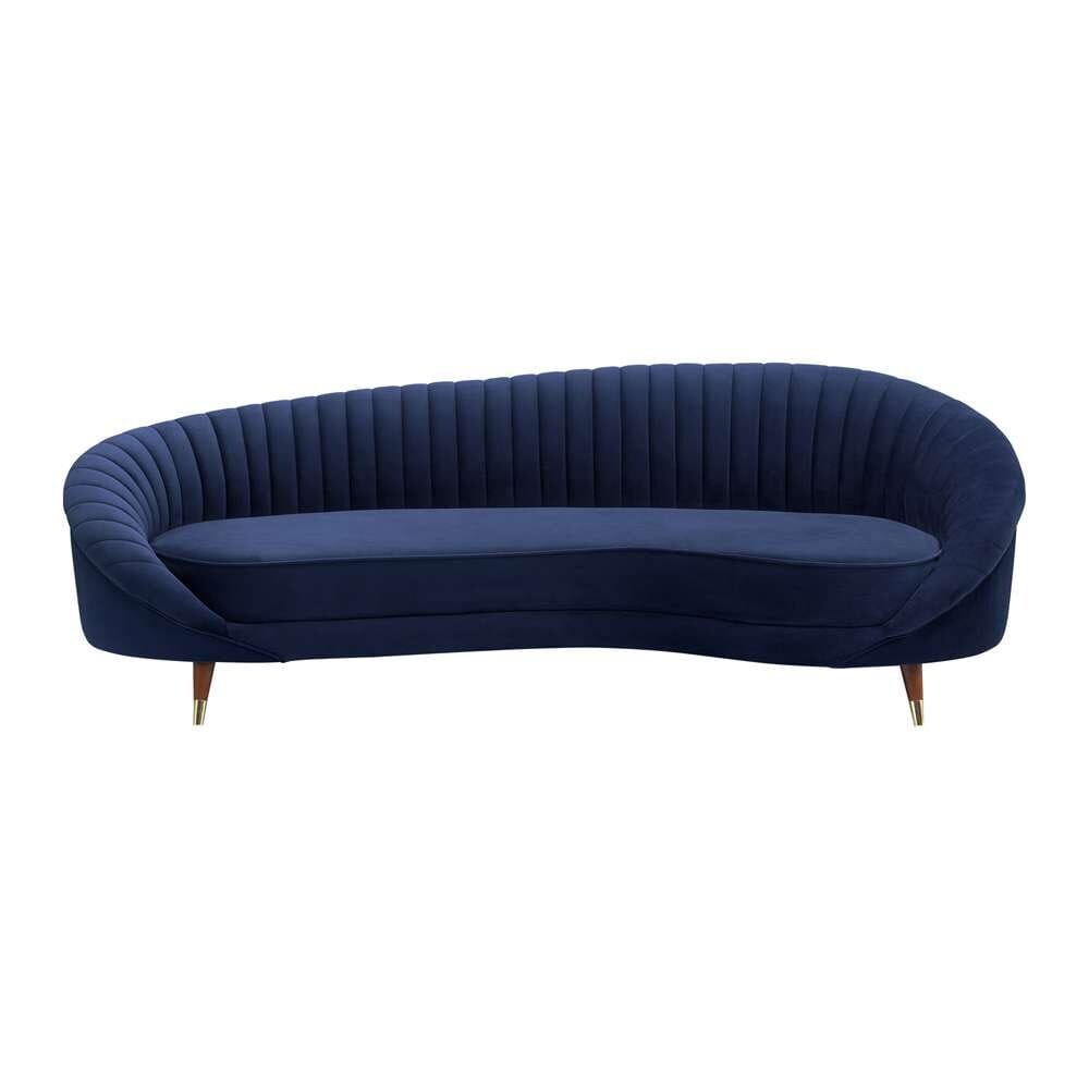 Armen Living - Karisma Navy Curved Velvet Sofa - LCKR3NAVY veiw 1