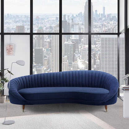 Armen Living - Karisma Navy Curved Velvet Sofa - LCKR3NAVY veiw 5