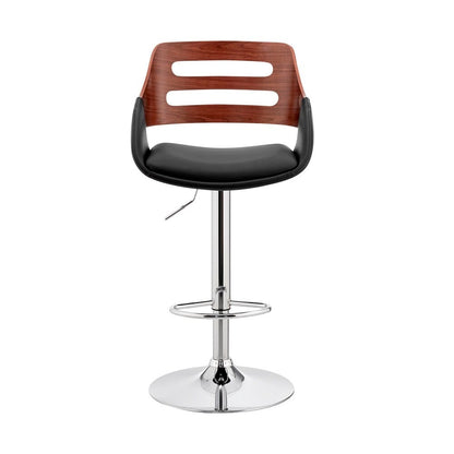 Armen Living - Karter Adjustable Black Faux Leather and Walnut Wood Bar Stool with Chrome Base - LCKTBAWABL veiw 2