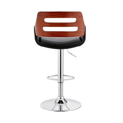 Armen Living - Karter Adjustable Black Faux Leather and Walnut Wood Bar Stool with Chrome Base - LCKTBAWABL veiw 5