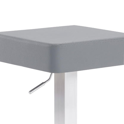 Armen Living - Kaylee Adjustable Height Swivel Grey Faux Leather and Brushed Stainless Steel Backless Bar Stool - LCKLSWBABSGR veiw 2