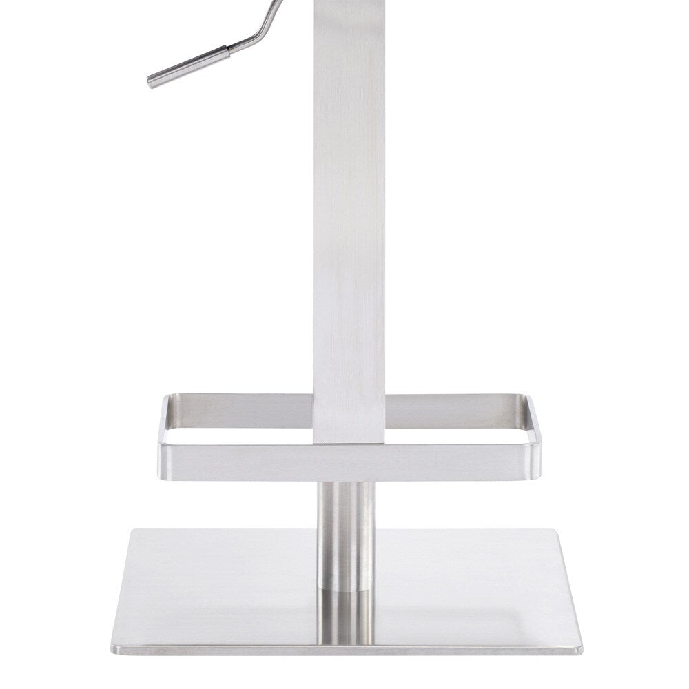 Armen Living - Kaylee Adjustable Height Swivel Grey Faux Leather and Brushed Stainless Steel Backless Bar Stool - LCKLSWBABSGR veiw 3