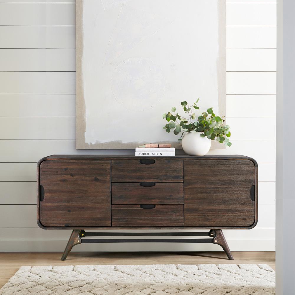 Armen Living - Kendra 3 Drawer Sideboard Buffet in Brown Acacia Wood - LCKDBUBR veiw 7