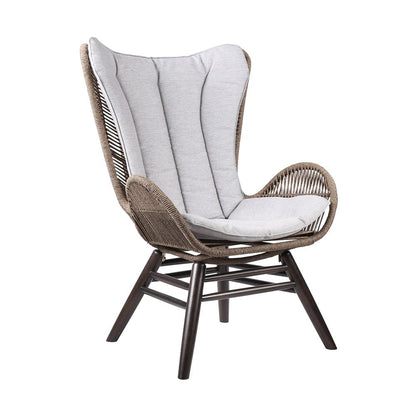 Armen Living - King Indoor Outdoor Lounge Chair in Dark Eucalyptus Wood with Truffle Rope and Grey Cushion - LCKGCHTRU veiw 1