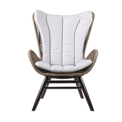 Armen Living - King Indoor Outdoor Lounge Chair in Dark Eucalyptus Wood with Truffle Rope and Grey Cushion - LCKGCHTRU veiw 2