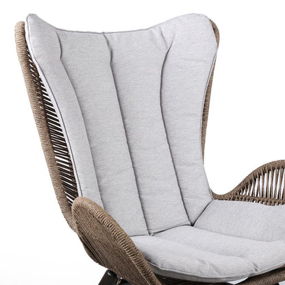 Armen Living - King Indoor Outdoor Lounge Chair in Dark Eucalyptus Wood with Truffle Rope and Grey Cushion - LCKGCHTRU veiw 4
