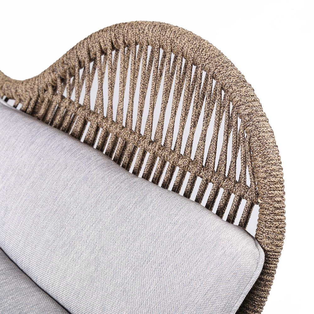 Armen Living - King Indoor Outdoor Lounge Chair in Dark Eucalyptus Wood with Truffle Rope and Grey Cushion - LCKGCHTRU veiw 5