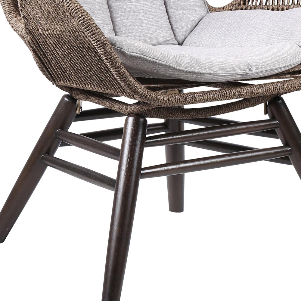 Armen Living - King Indoor Outdoor Lounge Chair in Dark Eucalyptus Wood with Truffle Rope and Grey Cushion - LCKGCHTRU veiw 7