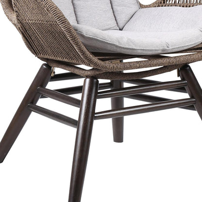 Armen Living - King Indoor Outdoor Lounge Chair in Dark Eucalyptus Wood with Truffle Rope and Grey Cushion - LCKGCHTRU veiw 7