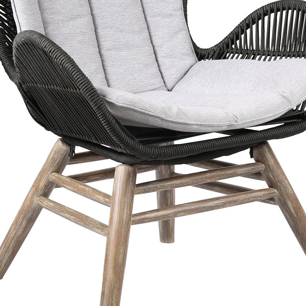 Armen Living - King Indoor Outdoor Lounge Chair in Light Eucalyptus Wood with Truffle Rope and Grey Cushion - LCKGCHCHR veiw 7