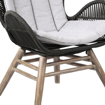Armen Living - King Indoor Outdoor Lounge Chair in Light Eucalyptus Wood with Truffle Rope and Grey Cushion - LCKGCHCHR veiw 7