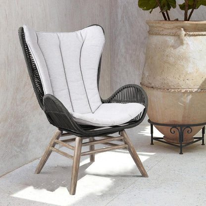 Armen Living - King Indoor Outdoor Lounge Chair in Light Eucalyptus Wood with Truffle Rope and Grey Cushion - LCKGCHCHR veiw 8